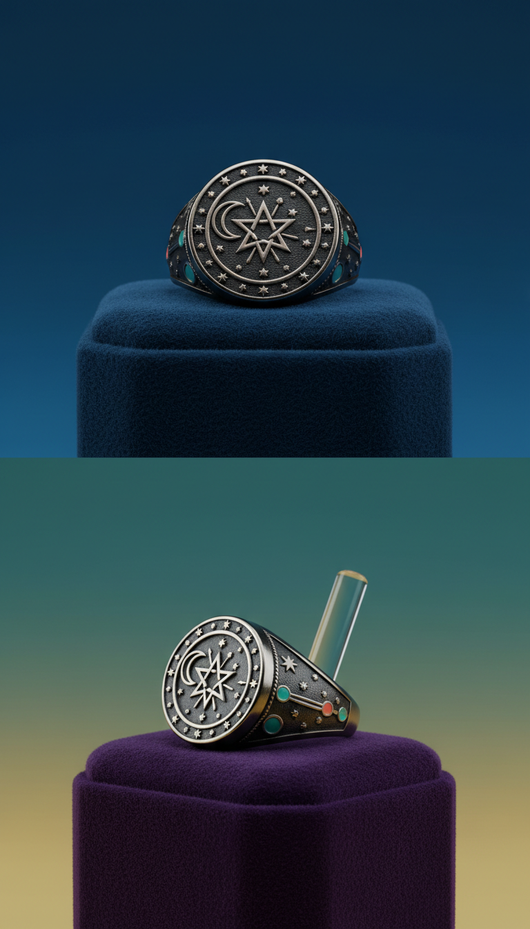 Starseed Signet Ring with Fine Engraving