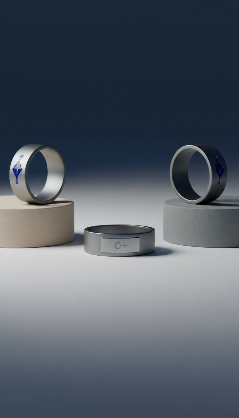 Blood Type Engravable Ring in Shadow Slate