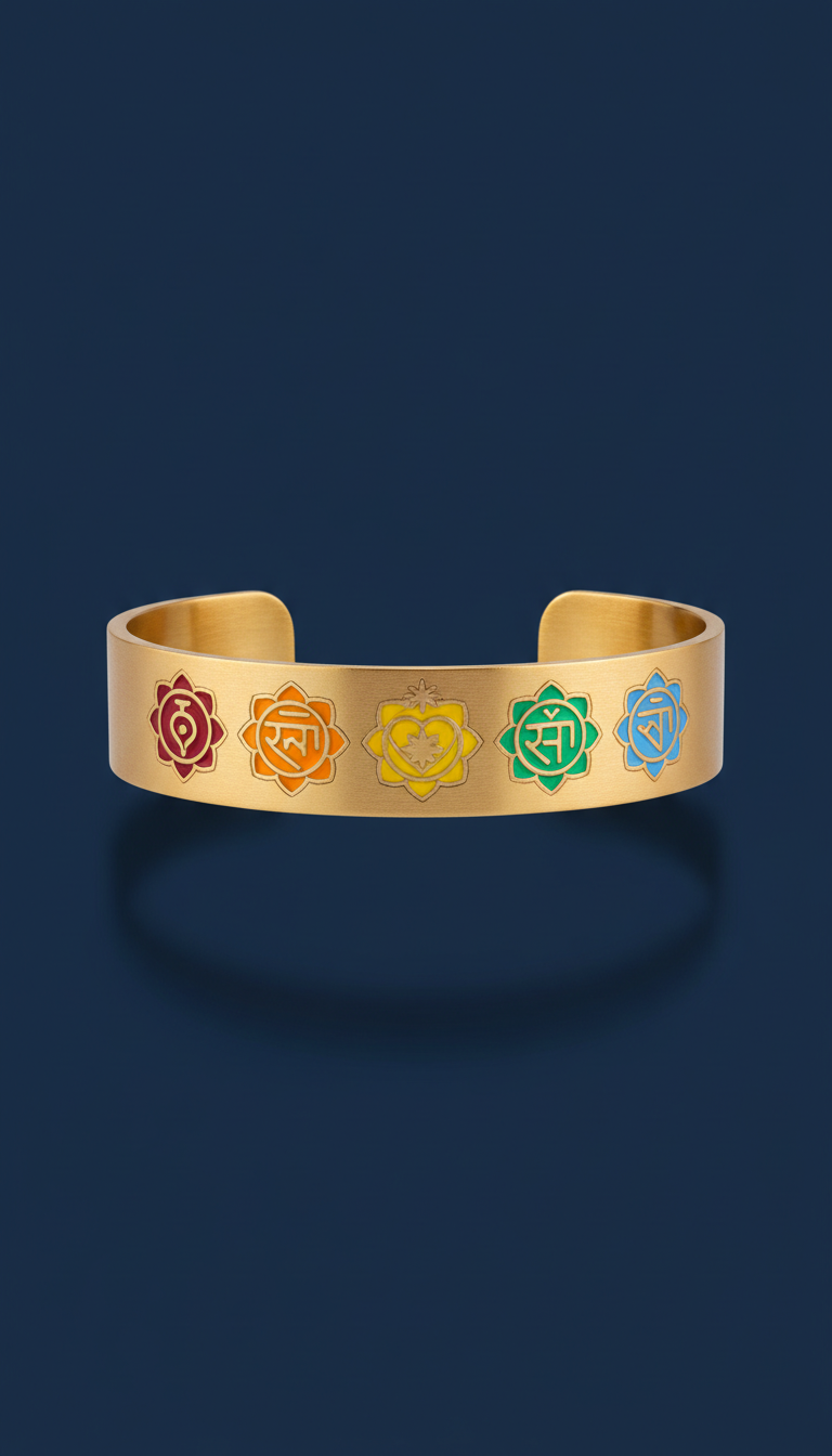 Engravable Chakra Motif Cuff Bracelet