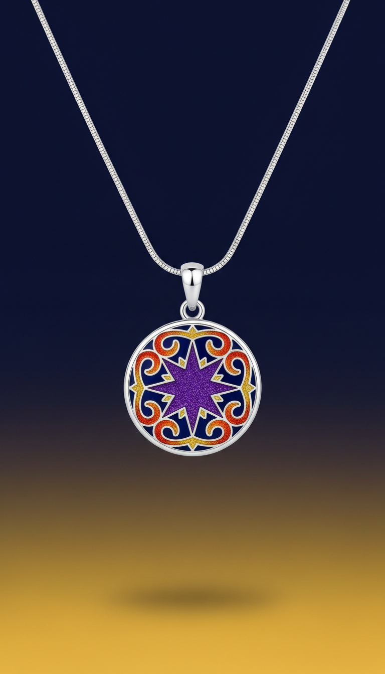 Pendant Necklace with Midnight Blue Enamel