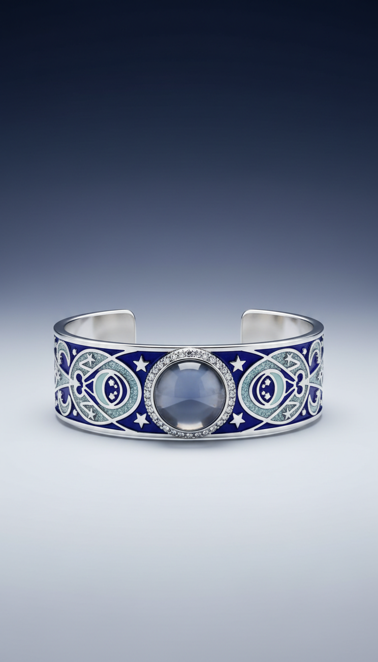 Celestial Cuff Bracelet with Fine Engraving