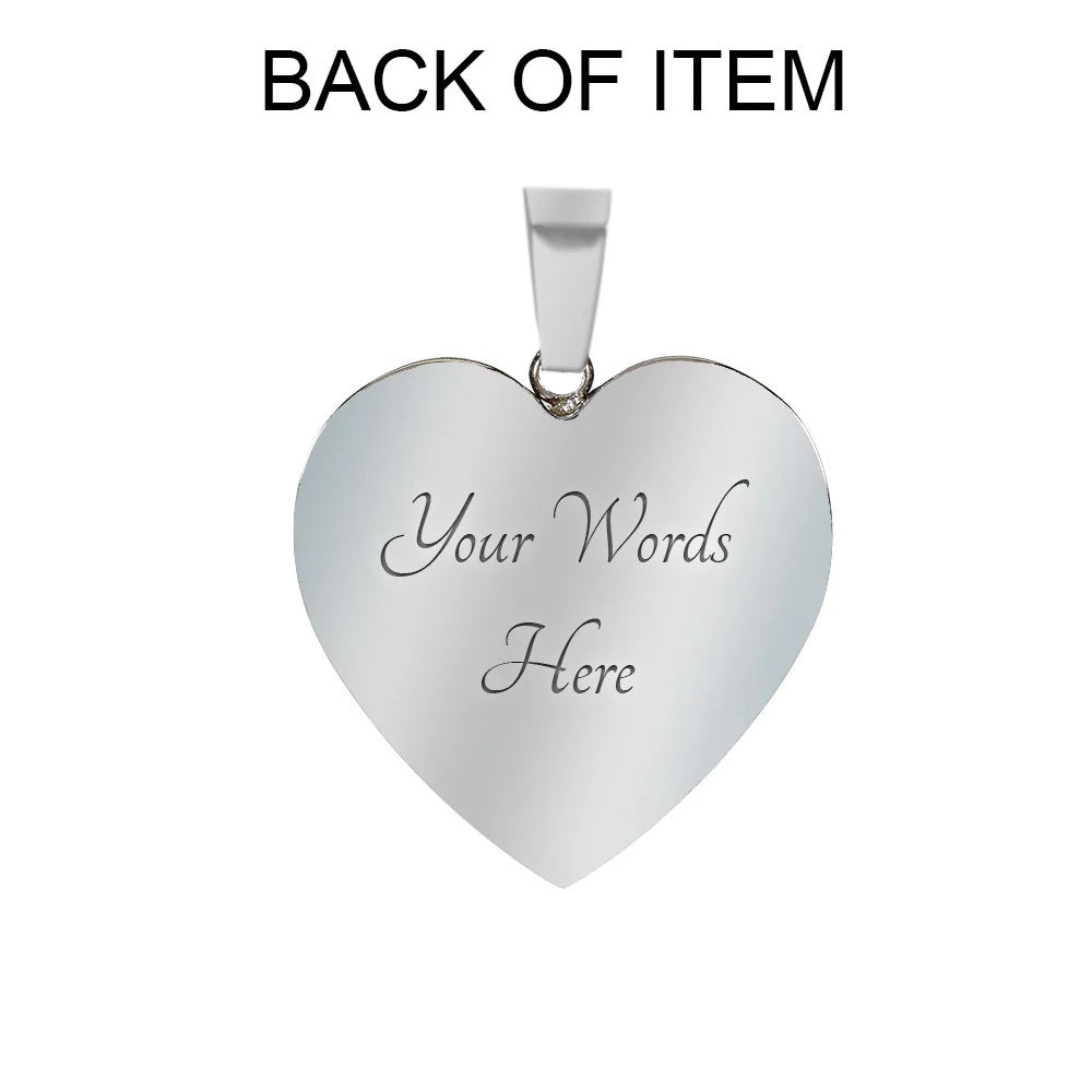 Back of silver heart charm - custom engraving